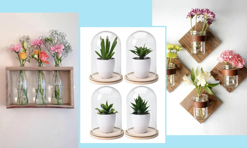 Flores, madera y cristal en casa 