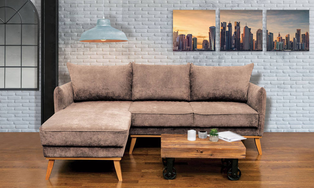 Chaise longue izquierda de tela STELA de Conforama Chaise longue izquierda de tela STELA de Conforama