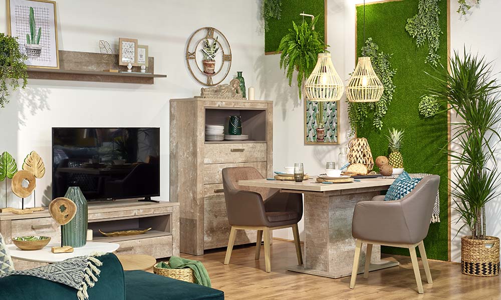 Salón NATURE ambientado con la tendencia SUMER GARDEN
