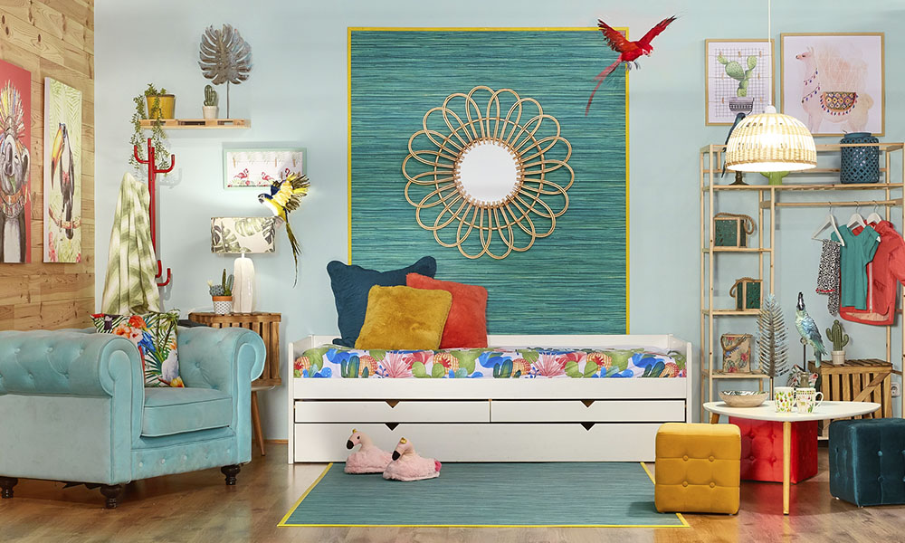 Dormitorio infantil ambientado en tendencia Summer Garden