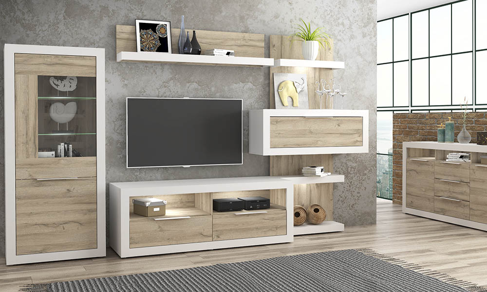 Salón TEIMLO, tendencias en sus colores y materiales: blanco mate combinado con roble salones modernos