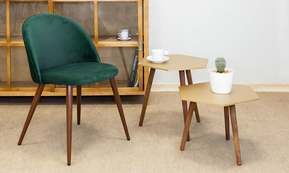 La silla VELVET de estilo retro es ideal para conseguir un ambiente vintage verde vintage