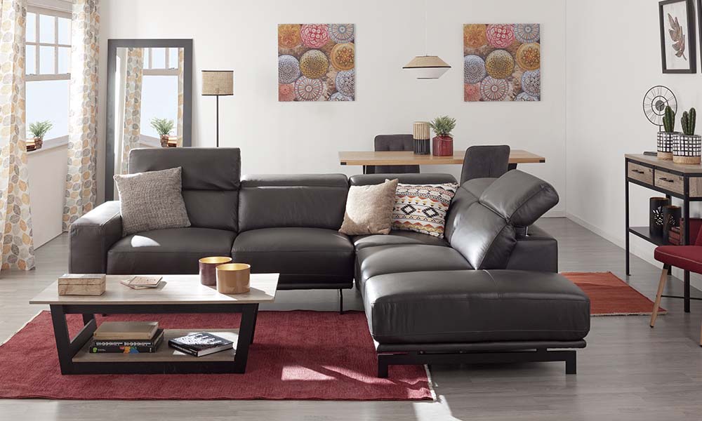Rinconera de piel LEMAN Conforama salones con chaise longue