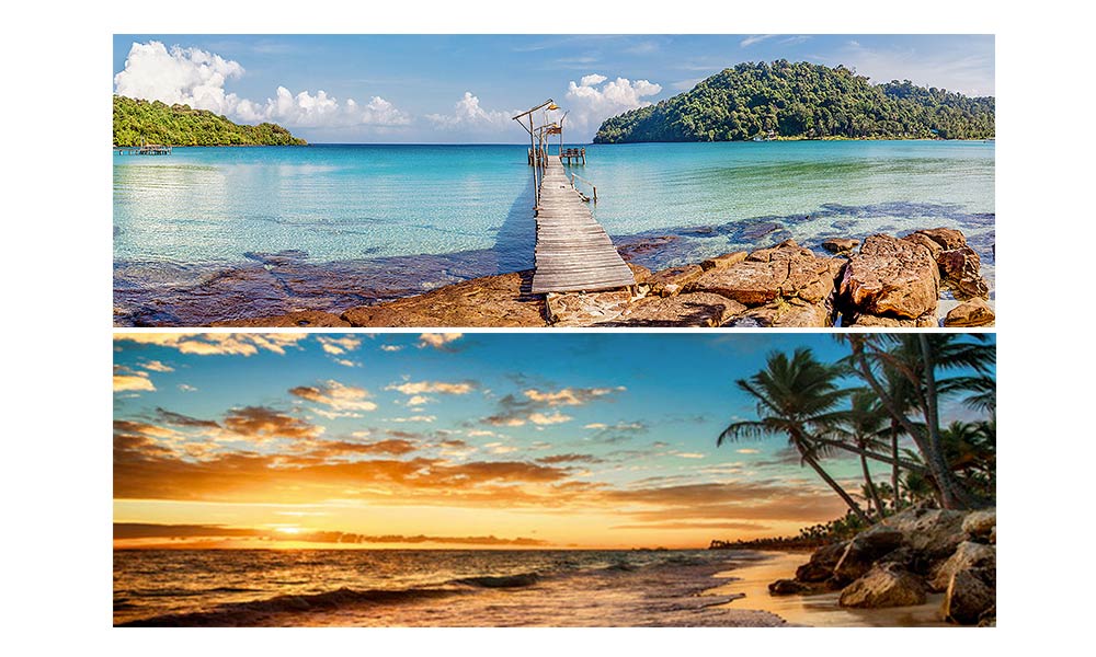 Las referencias al mar no pueden faltar ni en una fiesta hawaiana ni en una fiesta pirata. Un lienzo panorámico como este es el telón de fondo ideal para estas fiestas temáticas temáticas para fiestas