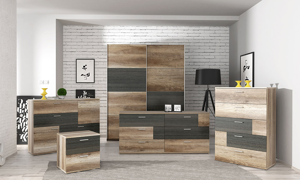 Otra combinación posible es la de combinar muebles de distintas maderas en el mismo mueble, combinar muebles de distintas maderas