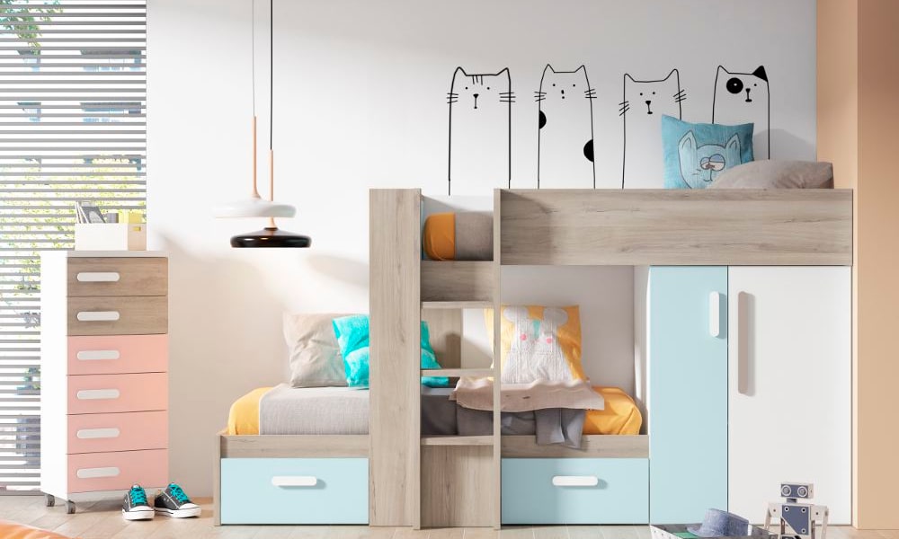 Colección dormitorio juvenil LUPY decoración para habitaciones pequeñas