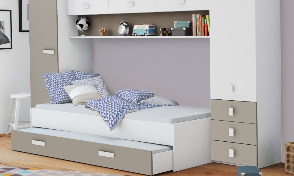Cama puente KID´S LAND (90x200 cm) decoración para habitaciones pequeñas