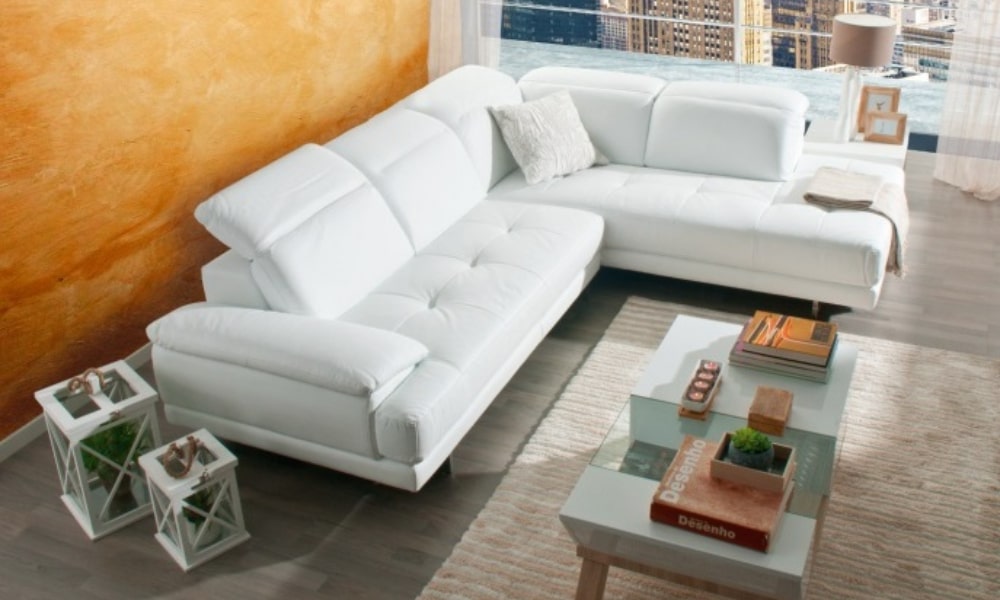 Rinconera derecha PARIS tapizada en piel muebles de salón de diseño