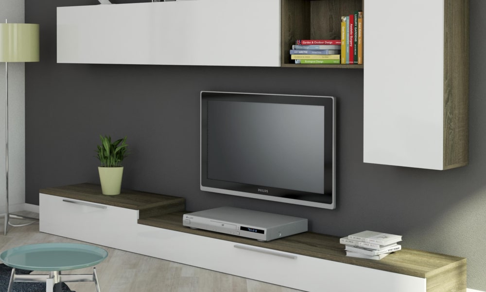 Mueble de salón HOME en roble y blanco salones modernos blancos como decorarlos