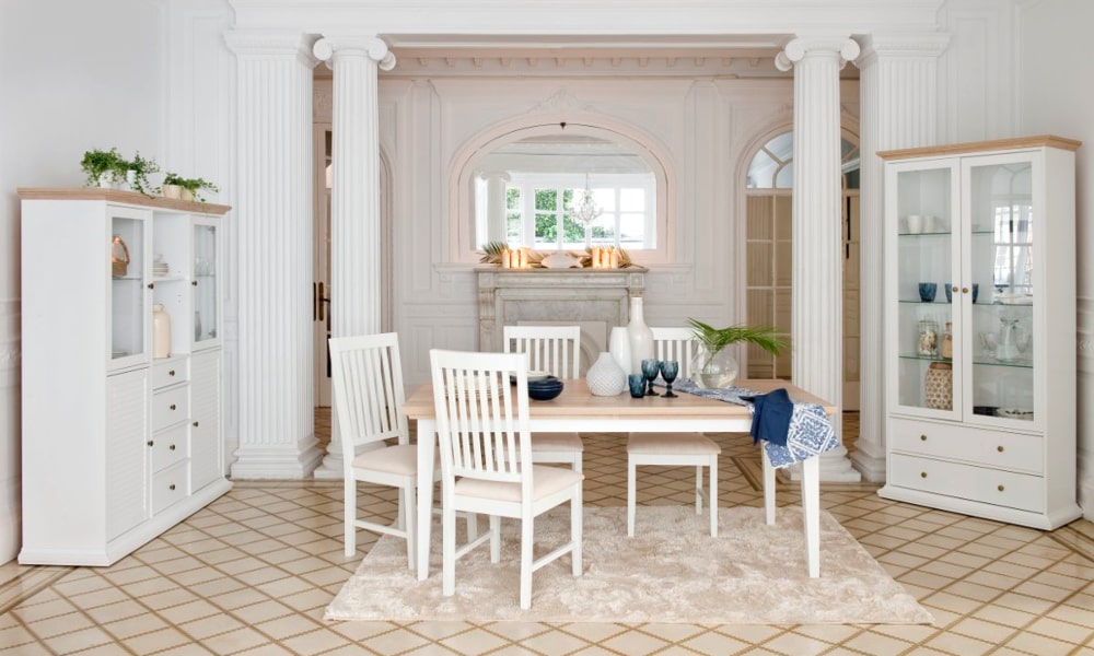 Colección salones PARMA de inspiración rústica en blanco y roble salones modernos blancos pequeños