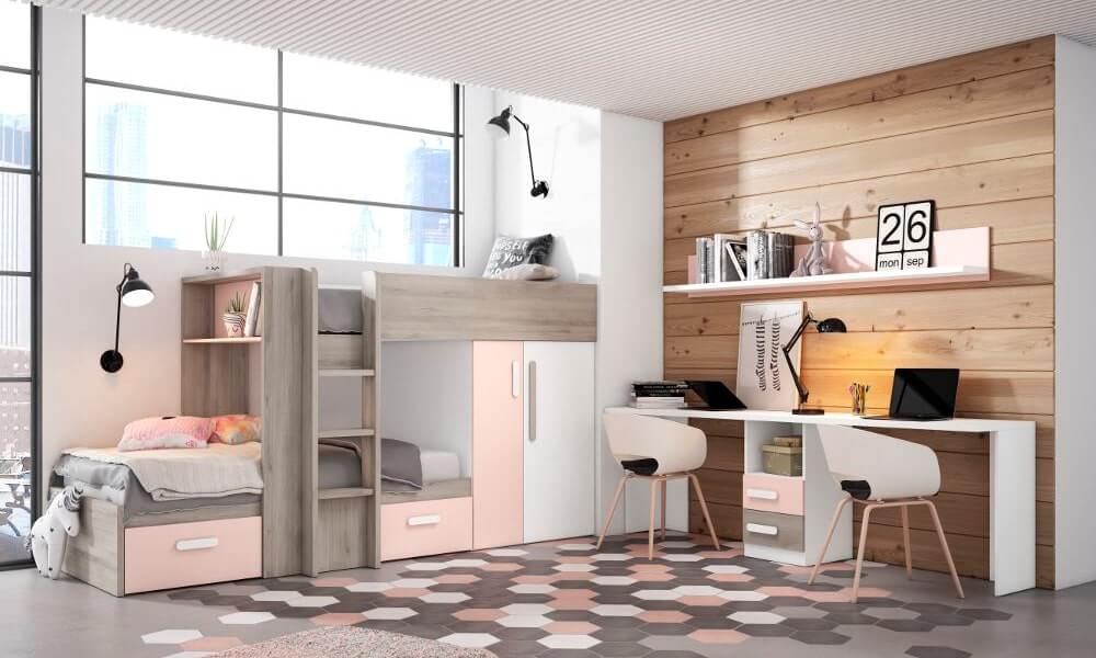 Tablero de escritorio LUPY de aspecto ligero y muy funcional decoracion dormitorio juvenil femenino