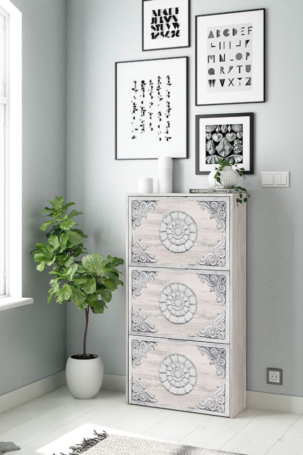 Zapatero ATHENAS con 3 trampones con un diseño súper decorativo aúna almacenaje y estilo decoracion habitacion juvenil femenina