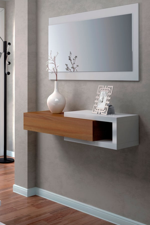 Mueble recibidor con espejo MOON con un cajón para guardar todo lo imprescindible decoracion con espejos