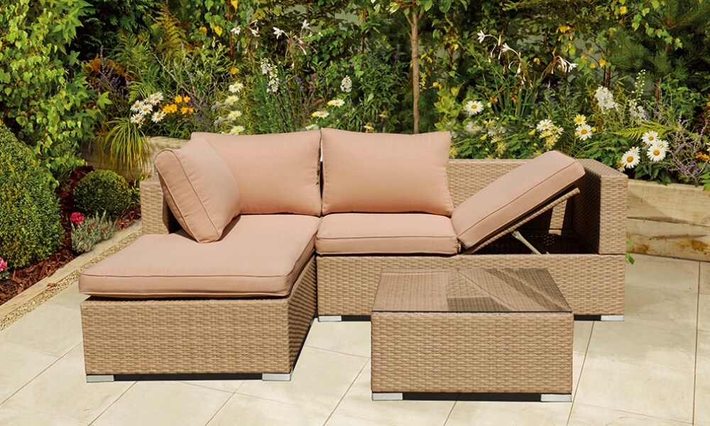 Sofá con mesa y pouf marrón para exterior los sofas mas comodos del mercado