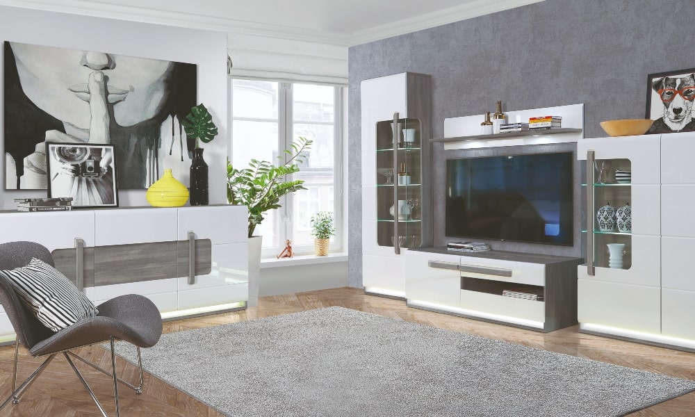 Colección de salón MONTREAL en gris y blanco