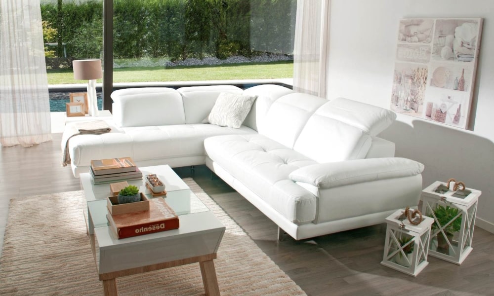 Rinconera izquierda PARÍS, de piel en color blanco. Reclina sus cabezales y disfruta de toda la comodidad. como limpiar sofa de piel blanco