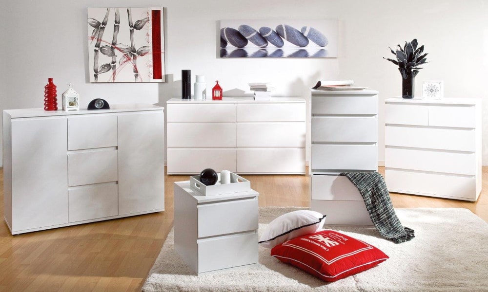 dormitorio rojo y blanco