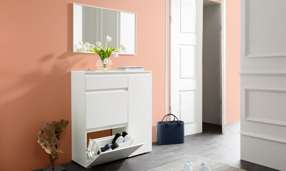 recibidor con mueble blanco con espejo recibidor muy estrecho