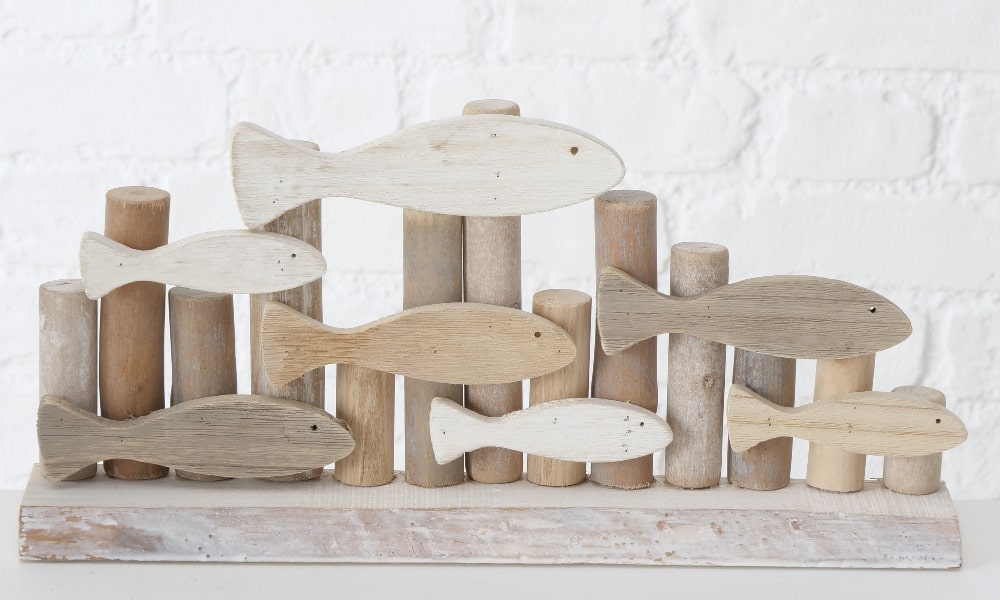 figura decorativa de peces de madera dormitorios estilo hamptons