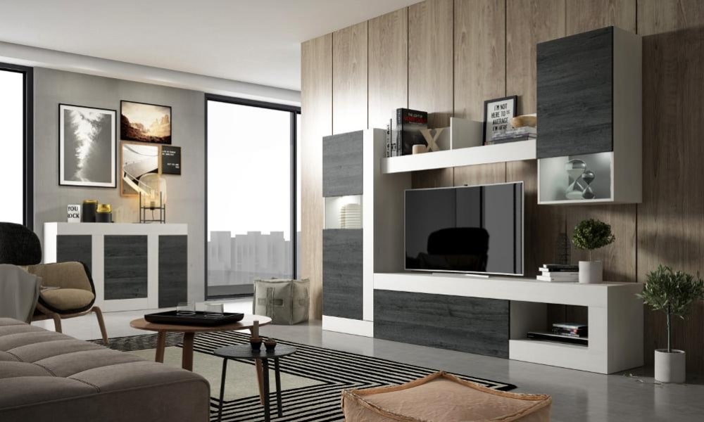 Salón moderno con decoración de muebles oscuros y claros decoracion muebles oscuros