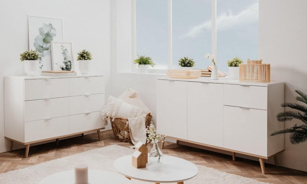 decoracion blanco y madera natural 