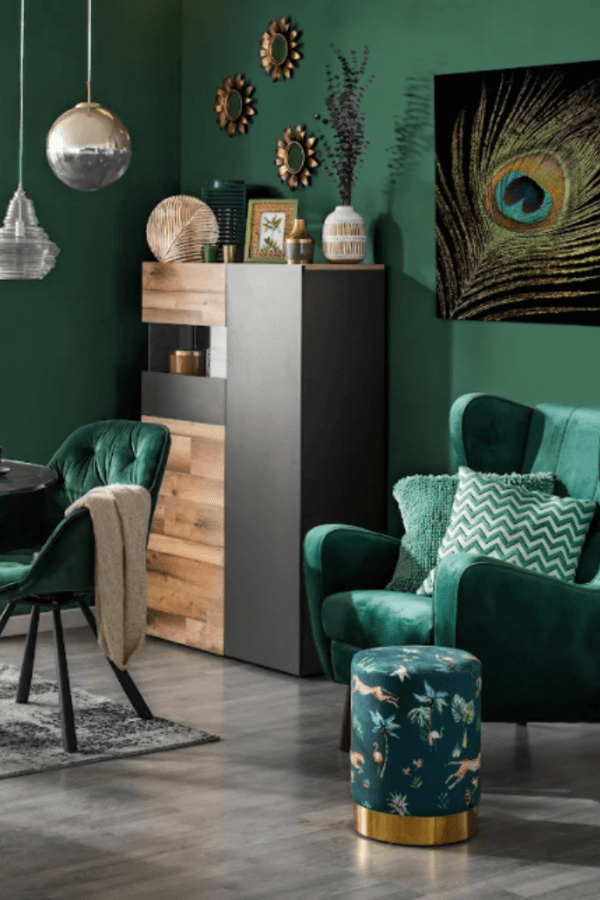 como combinar un sofa verde