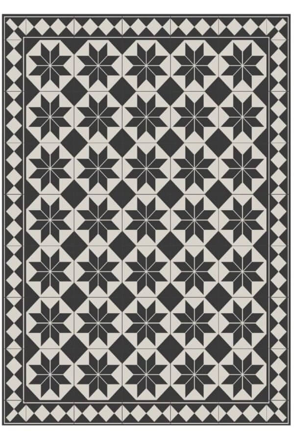 alfombra vinílica con dibujo mosaico cocina verde mint